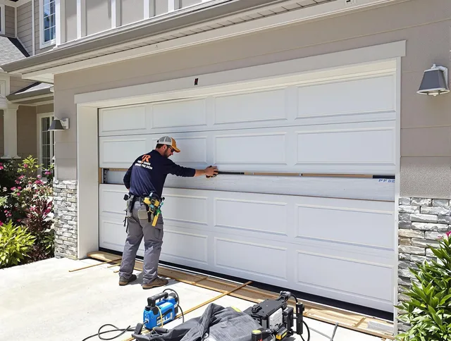 La Puente Garage Door Repair team performing complete garage door replacement at La Puente residence